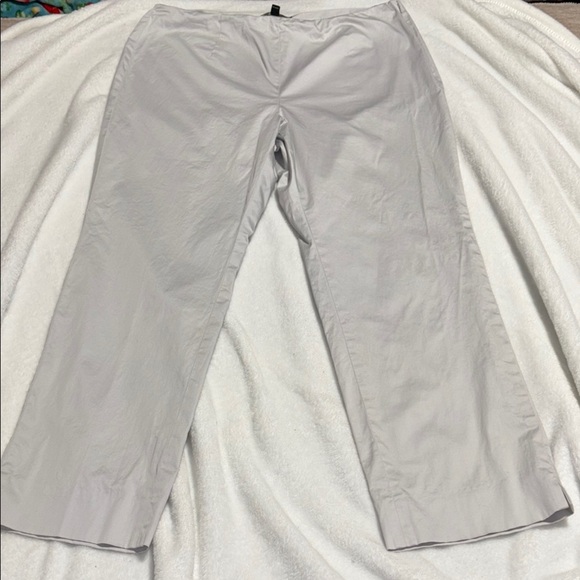 Women's 16 Brooks Brothers Pants cropped Light grey flat side zip stretch - Picture 1 of 5